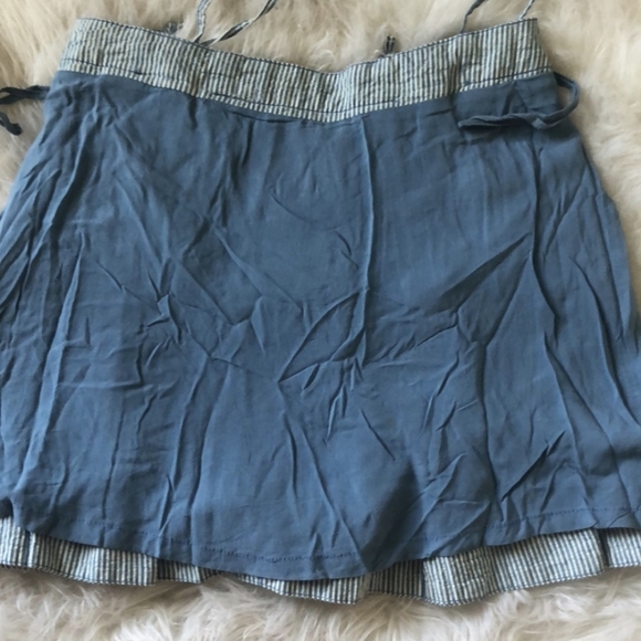Free People Railroad Stripe Tie Pleat Mini Skirt 6 - Picture 5 of 6